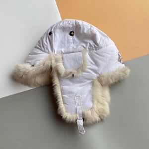 Men's White Vintage Fur-Trimmed Winter Hat